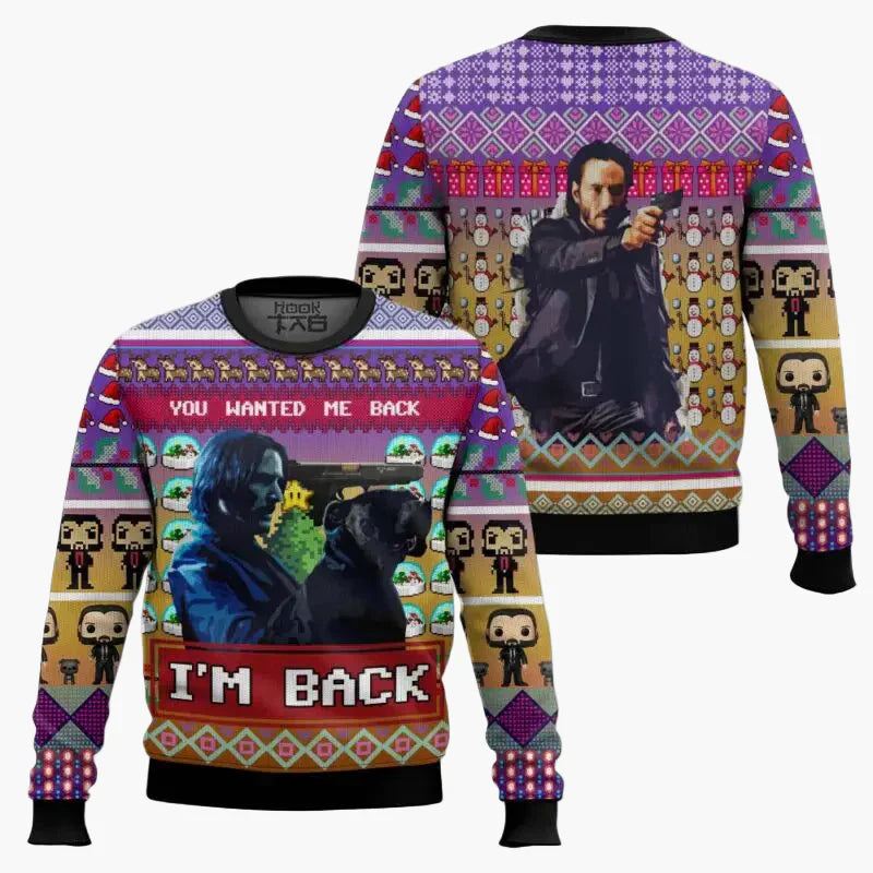 Pull de Noël amusant Motif fantaisie Wick-Mas