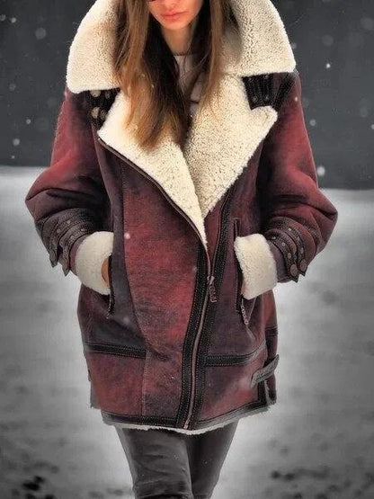 Veste en peau de mouton pour femme élégante hiver