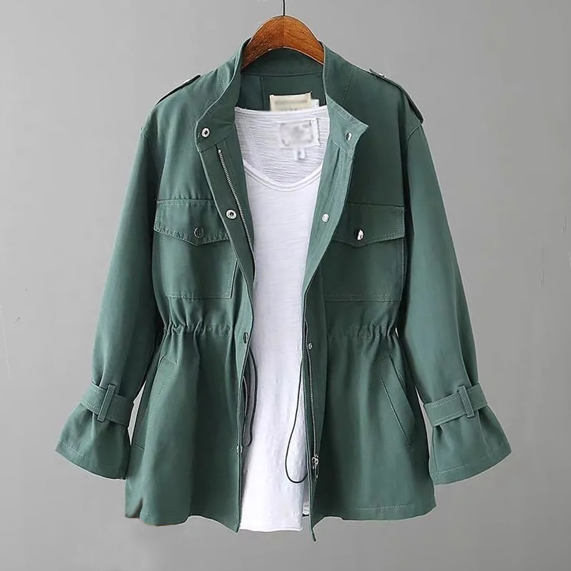 Veste simple pour femme avec cordon de serrage et motif uni