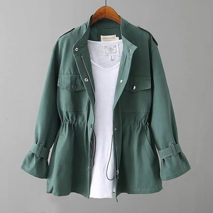 Veste simple pour femme avec cordon de serrage et motif uni