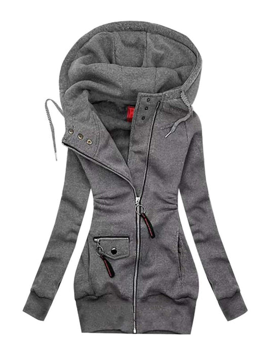 Praktische Winterjacke Langärmlig Kapuze - IdealeKleiden