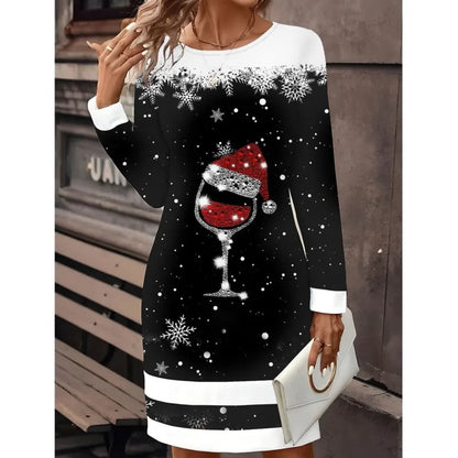 Robe Pull Femme Noël Imprimé Bonhomme de Neige