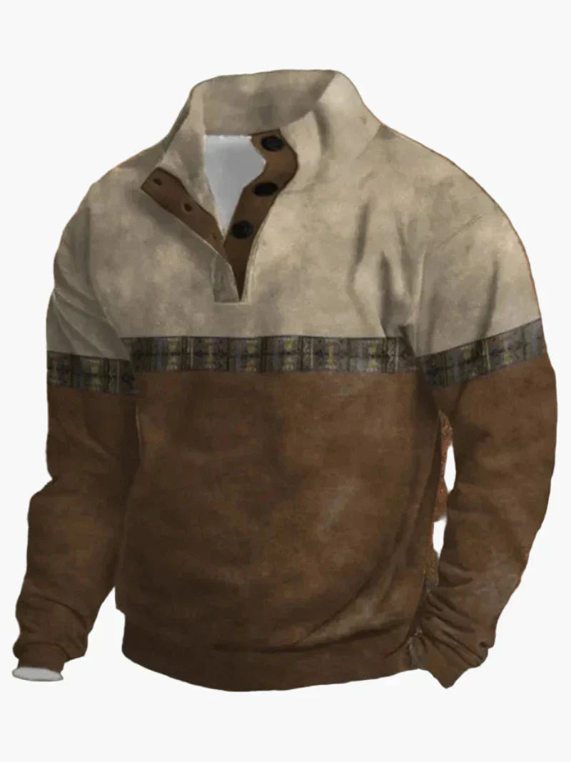 Sweat-shirt rétro cowboy col montant style western