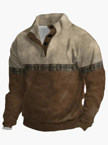 Sweat-shirt rétro cowboy col montant style western