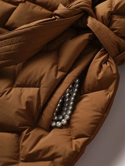 Gepolsterte Steppjacke Modern Schnüren - IdealeKleiden