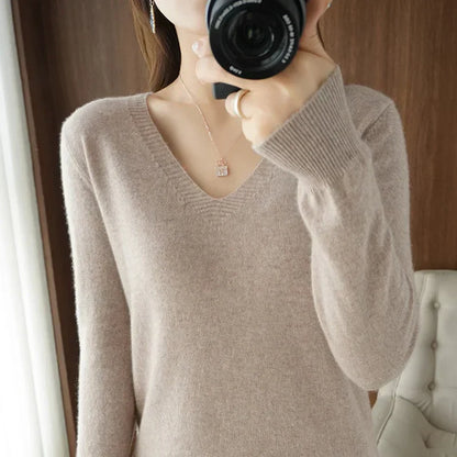 Pull col V confortable pour femme