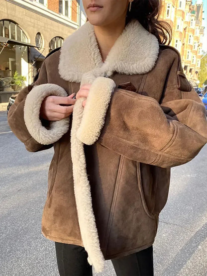 Blouson aviateur de luxe en similicuir doublé polaire chaude