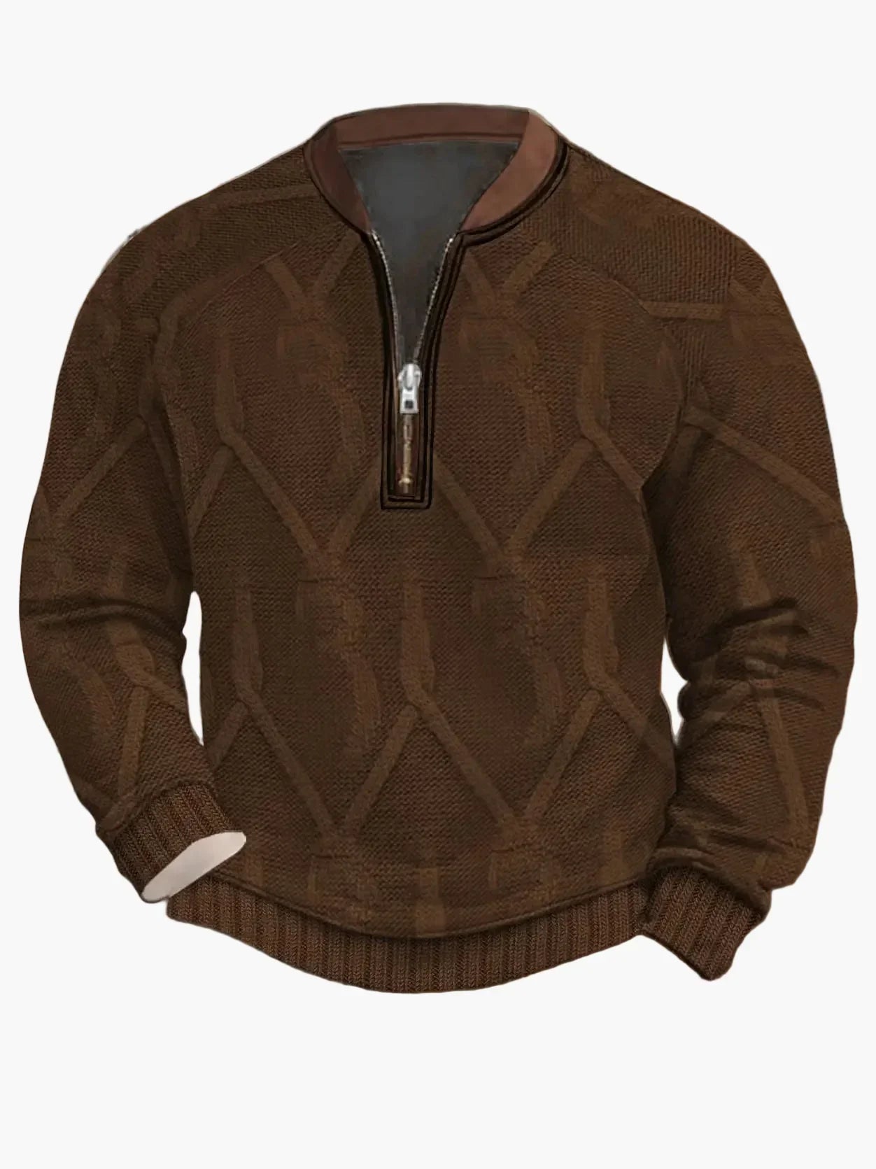 Pull en tricot zippé moderne pour homme