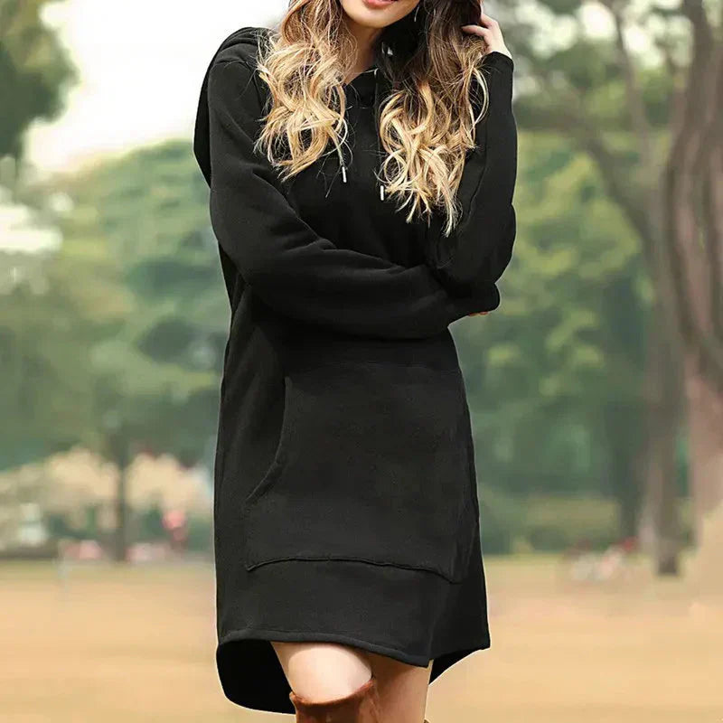 Robe pull à capuche pour femme avec poche latérale