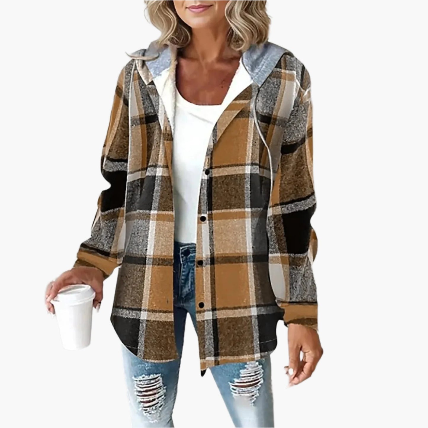 Veste d'hiver à carreaux Capuche Style automne