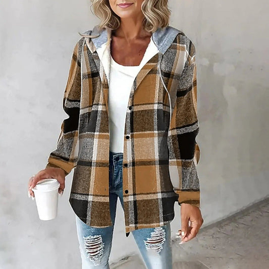 Karierte Damenmantel Winterwarm - IdealeKleiden