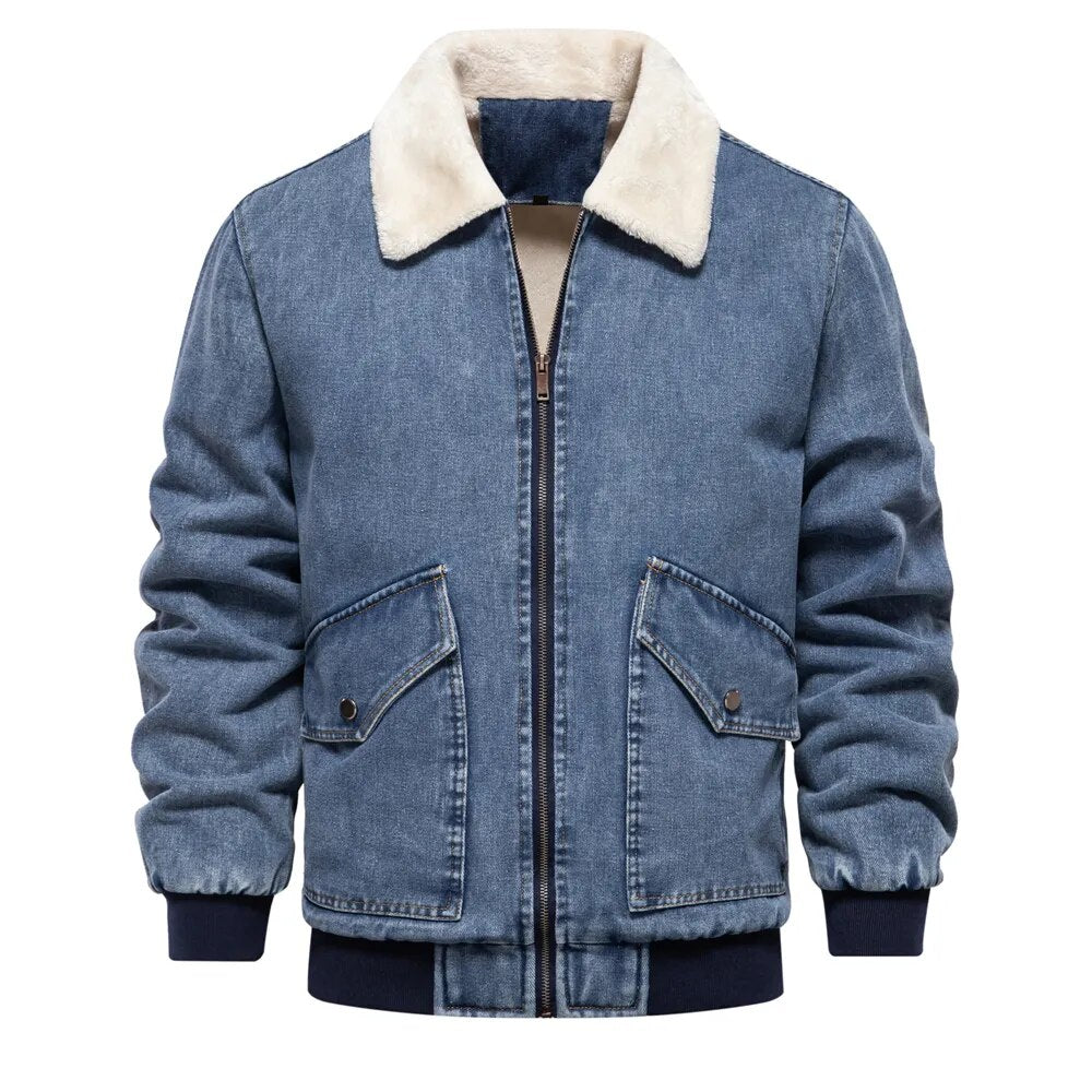 Blouson en jean chaud doublé pour hommes