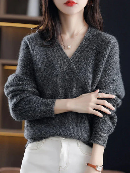 Pull femme Col V Manches Longues Tricot