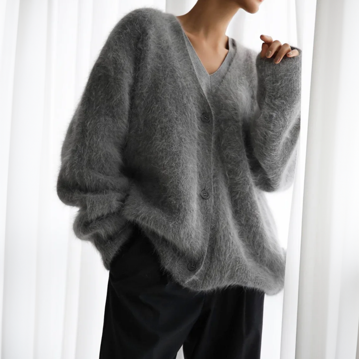 Weiche Oversized Cardigan Lange Ärmel Damen - IdealeKleiden