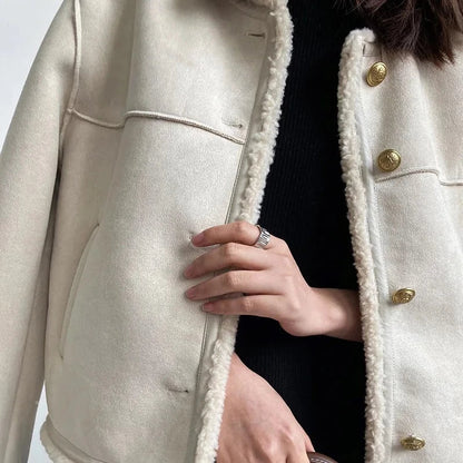 Veste polaire élégante effet daim