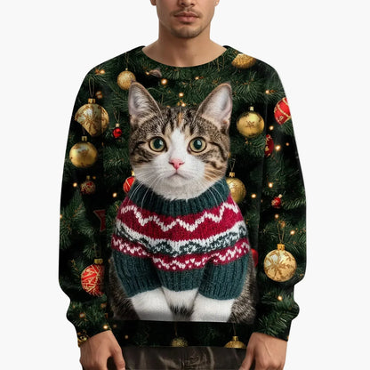Pull de Noël motif chat Festif