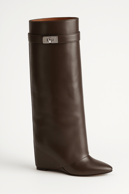 Bottes femme design élégant dentelle bout pointu