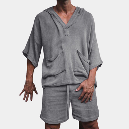Ensemble sweat à capuche et short décontracté pour homme style bohème