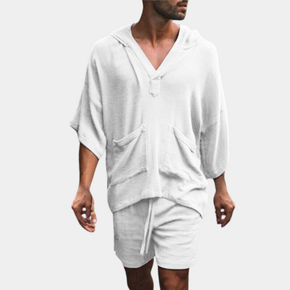 Ensemble sweat à capuche et short décontracté pour homme style bohème