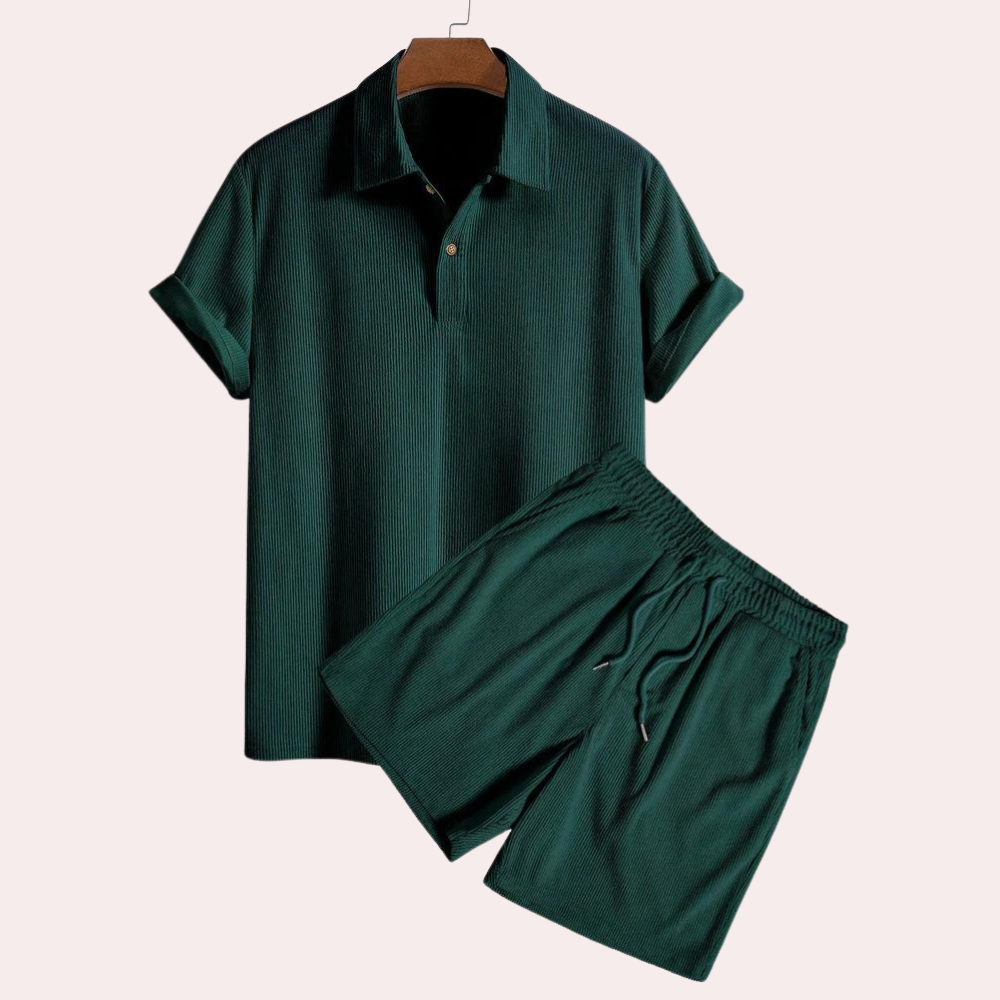 Ensemble short et polo d'été pour homme avec cordon de serrage