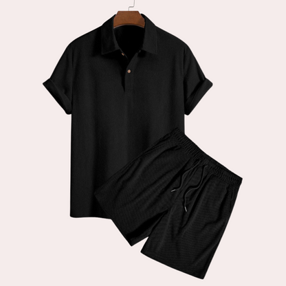 Ensemble short et polo d'été pour homme avec cordon de serrage