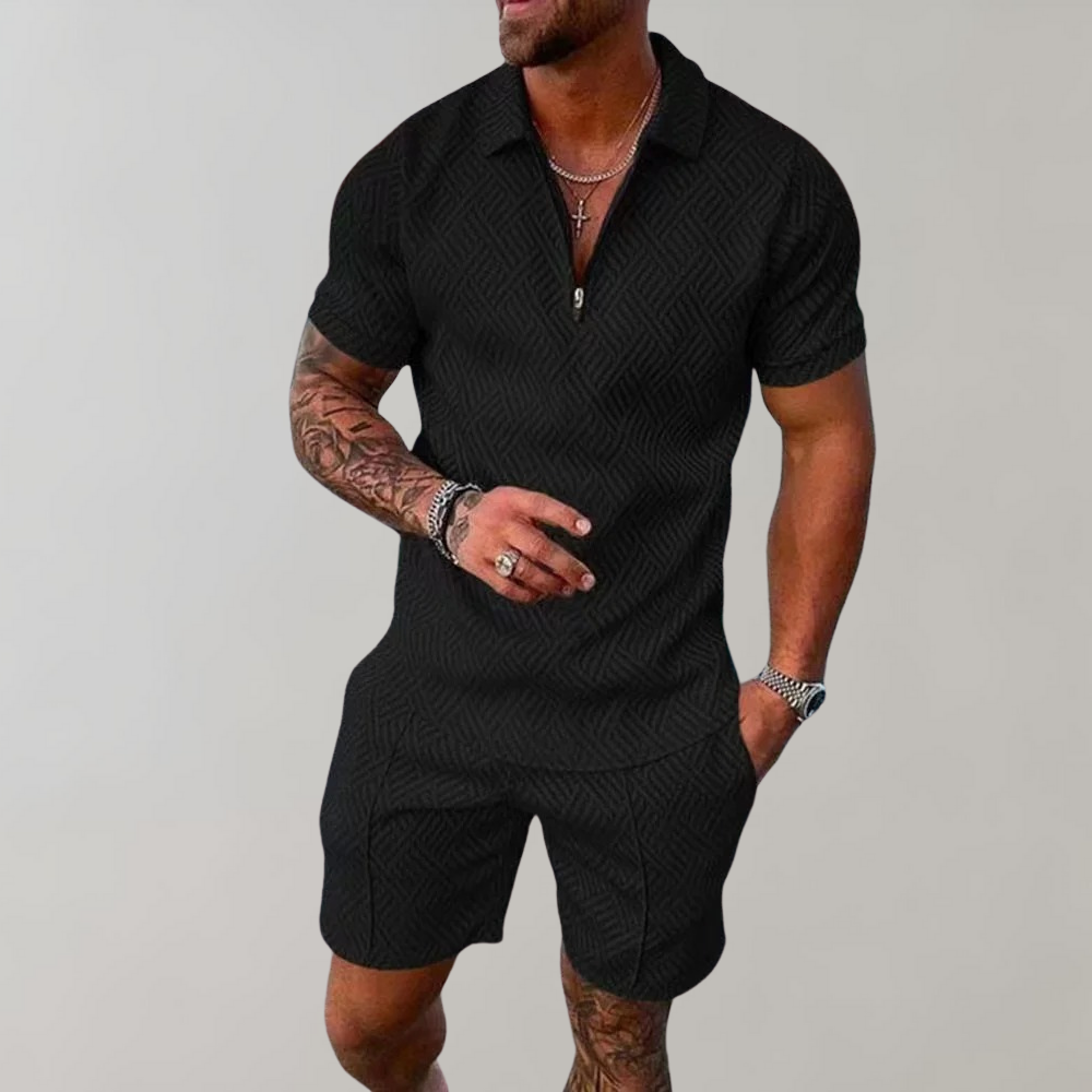 Sommer Shorts Set mit Poloshirt Kurzarm - IdealeKleiden