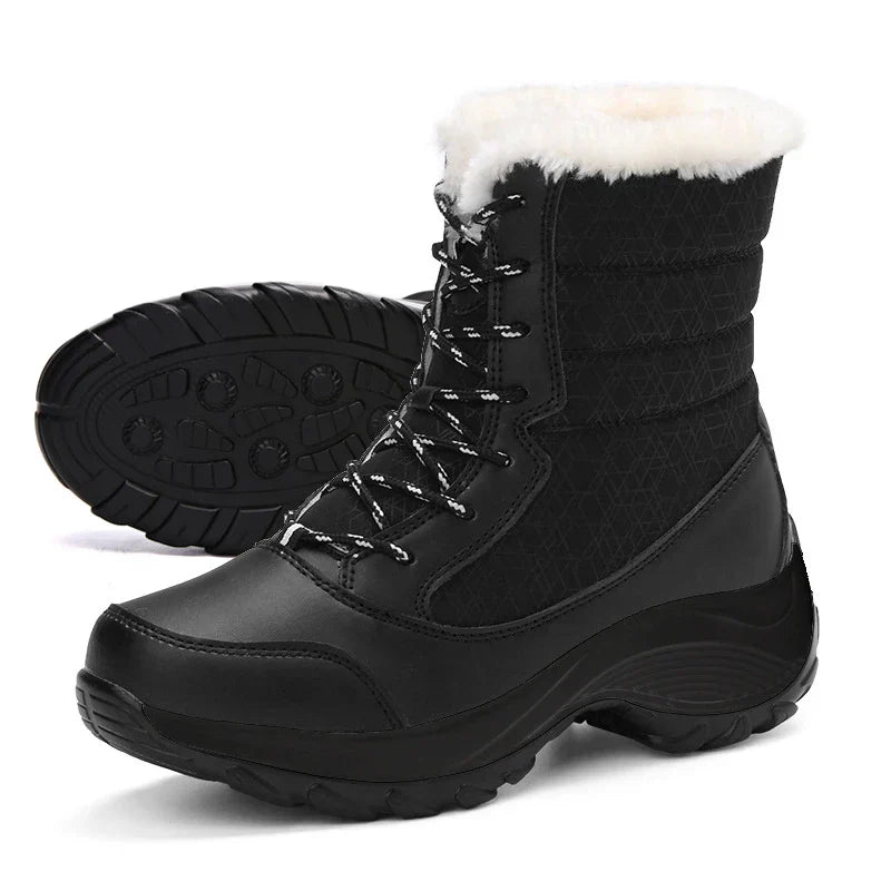 Wasserdichte Damenstiefel Winter Warm Plattform Fell - IdealeKleiden