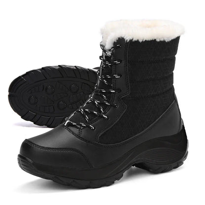 Wasserdichte Damenstiefel Winter Warm Plattform Fell - IdealeKleiden