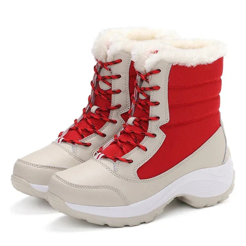 Bottes imperméables femme hiver chaud plateforme fourrure