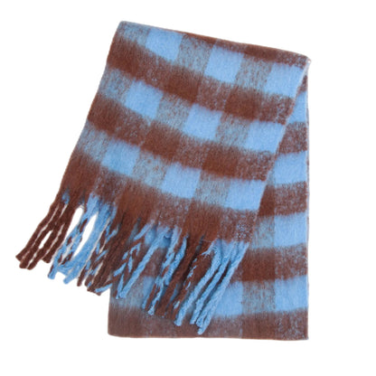 Écharpe à carreaux pour femme avec franges d'hiver