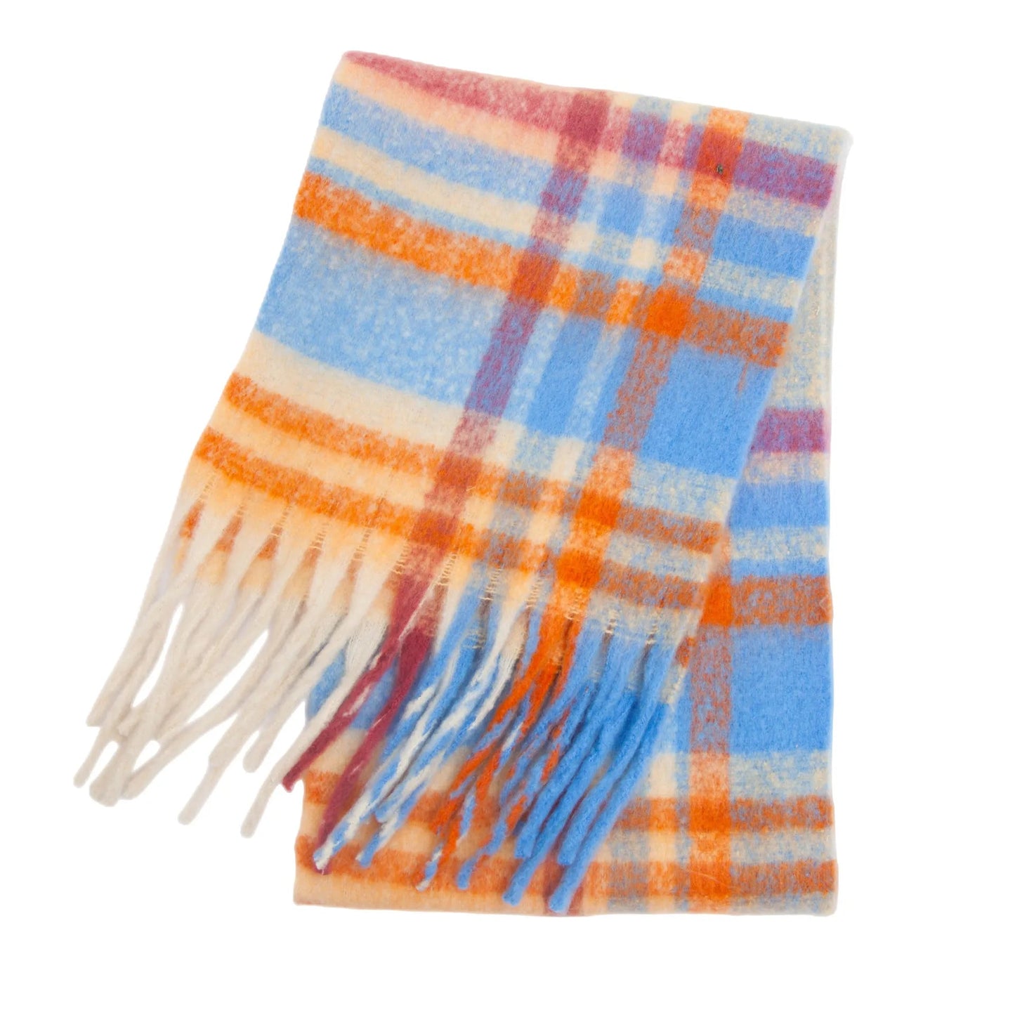Écharpe à carreaux pour femme avec franges d'hiver