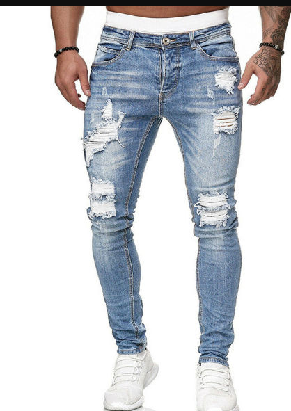 Jean slim déchiré bleu pour homme