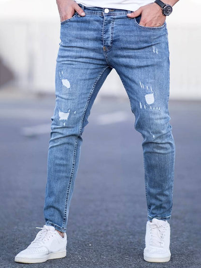 Jean slim déchiré bleu pour homme