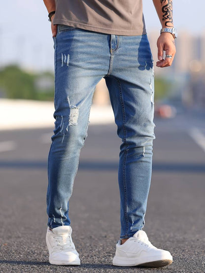 Jean skinny déchirée et extensible pour homme