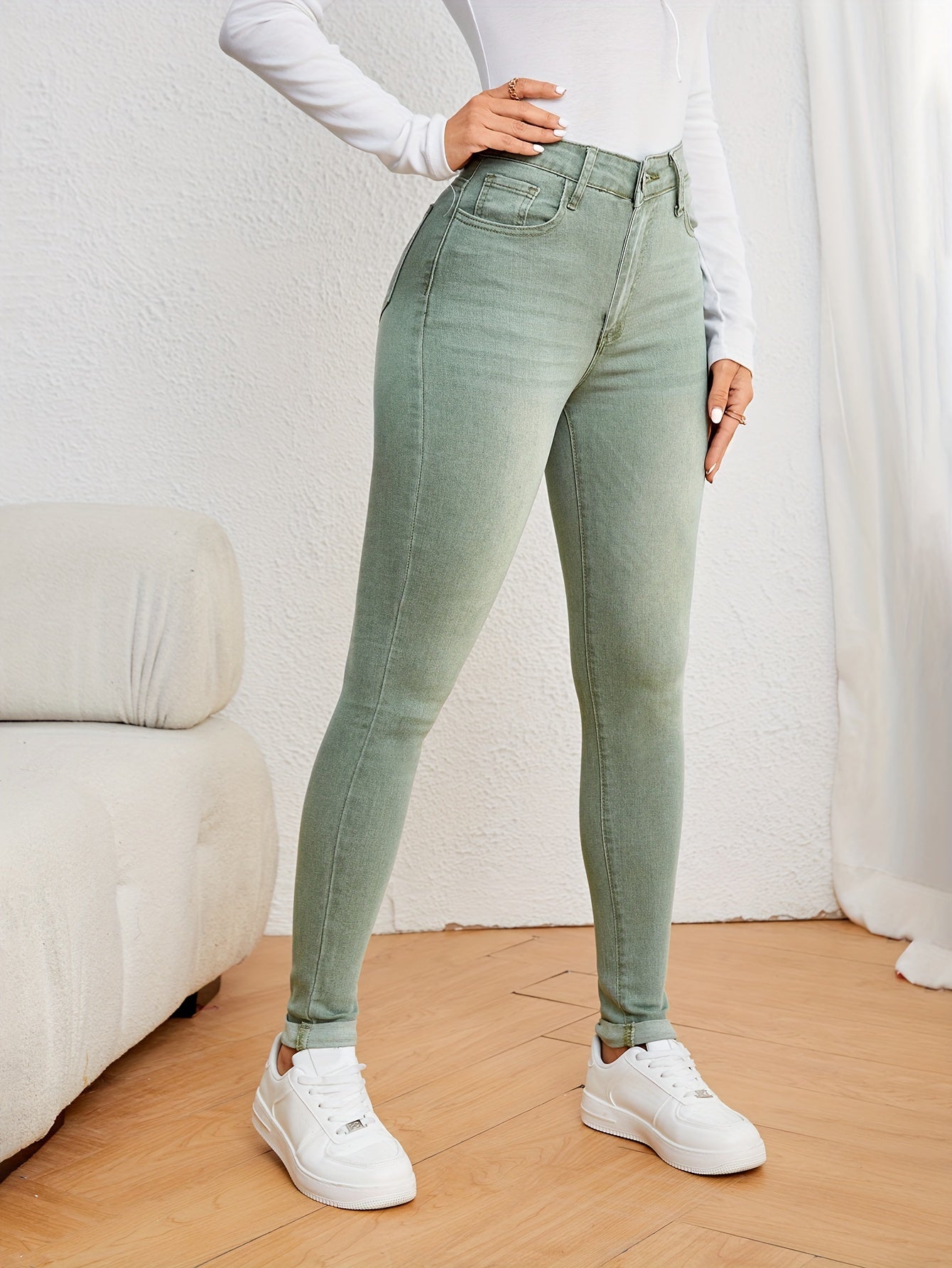 Jean slim taille haute pour femme