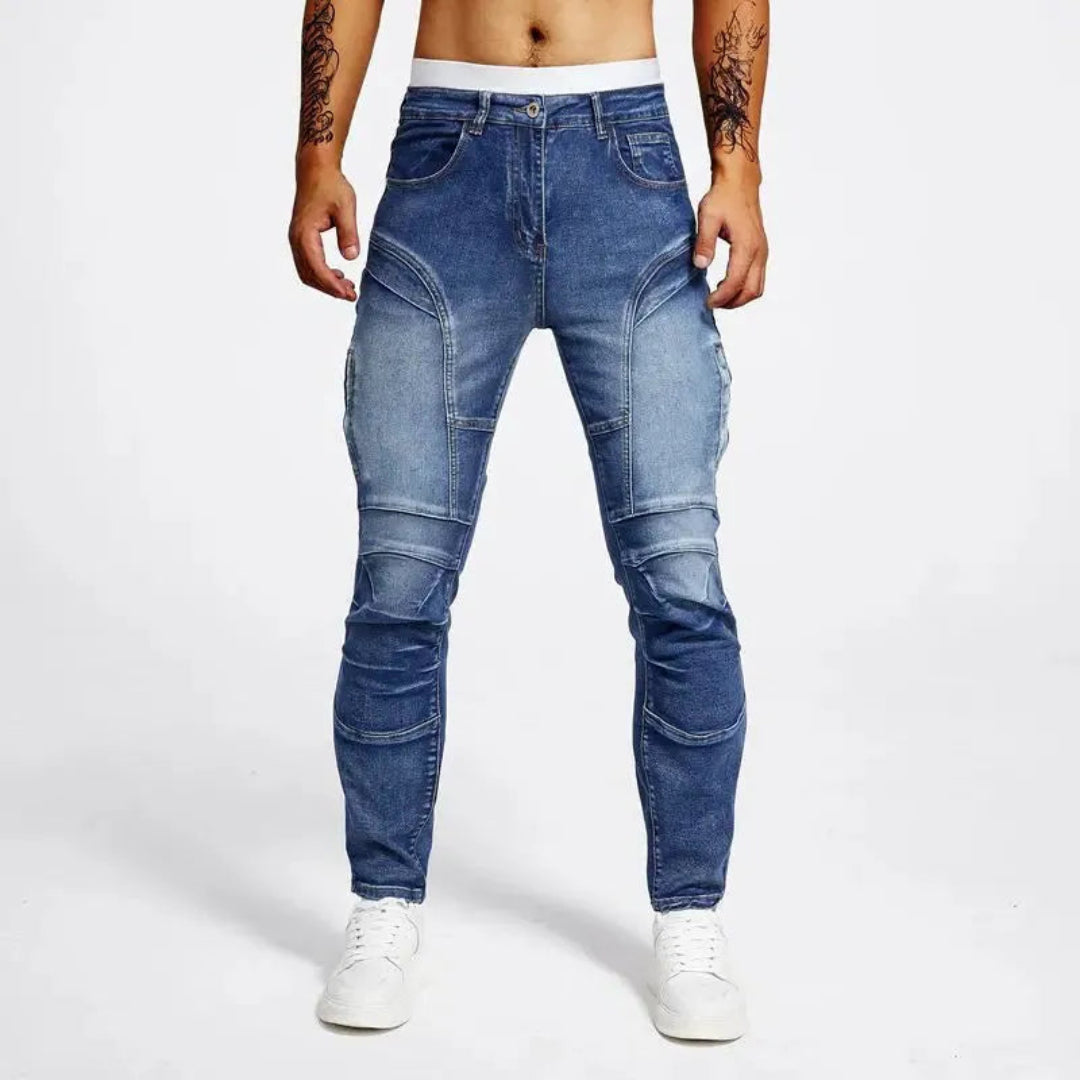Jean motard élégant | Pantalon en jean stretch pour femme