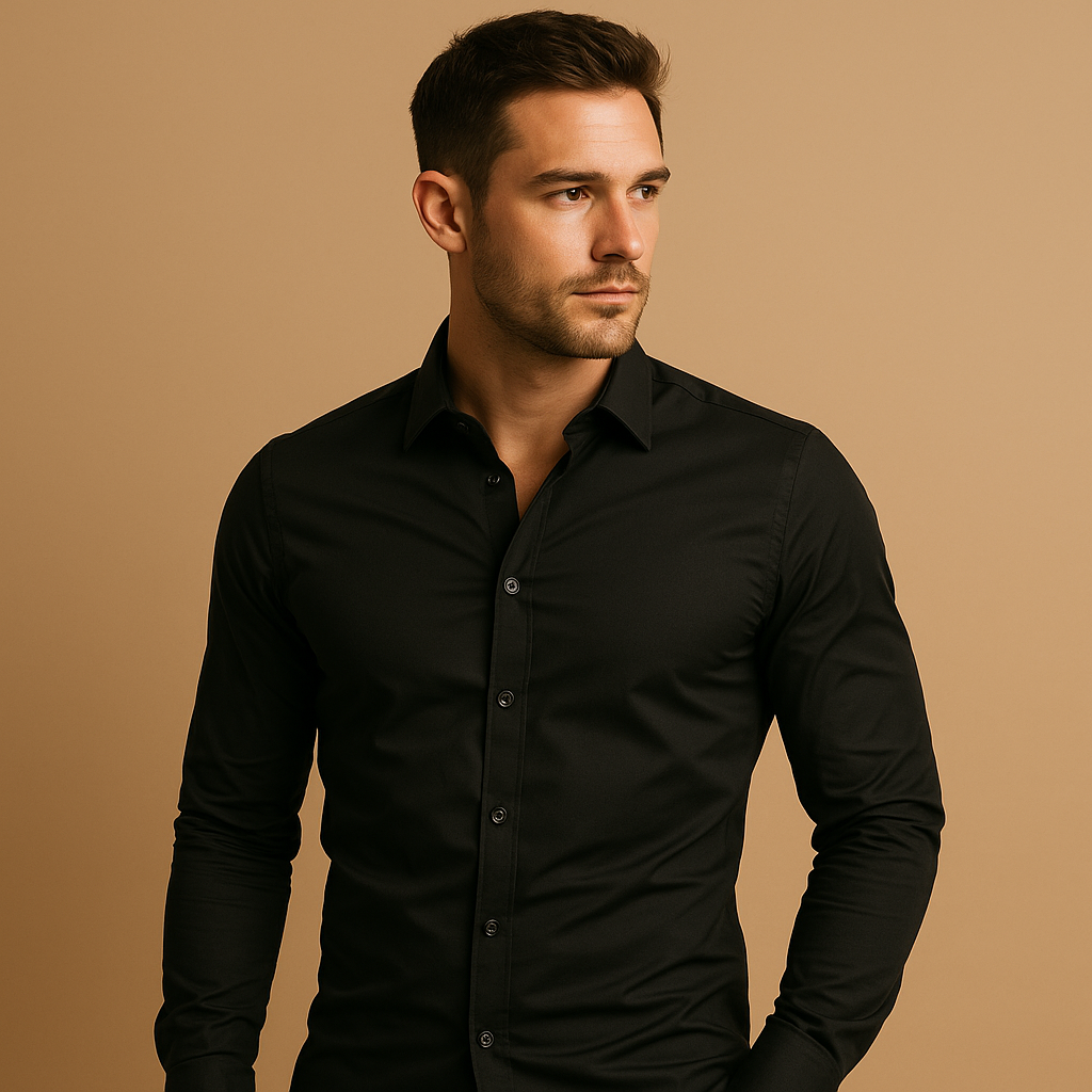 Chemise homme coupe ajustée col revers moderne