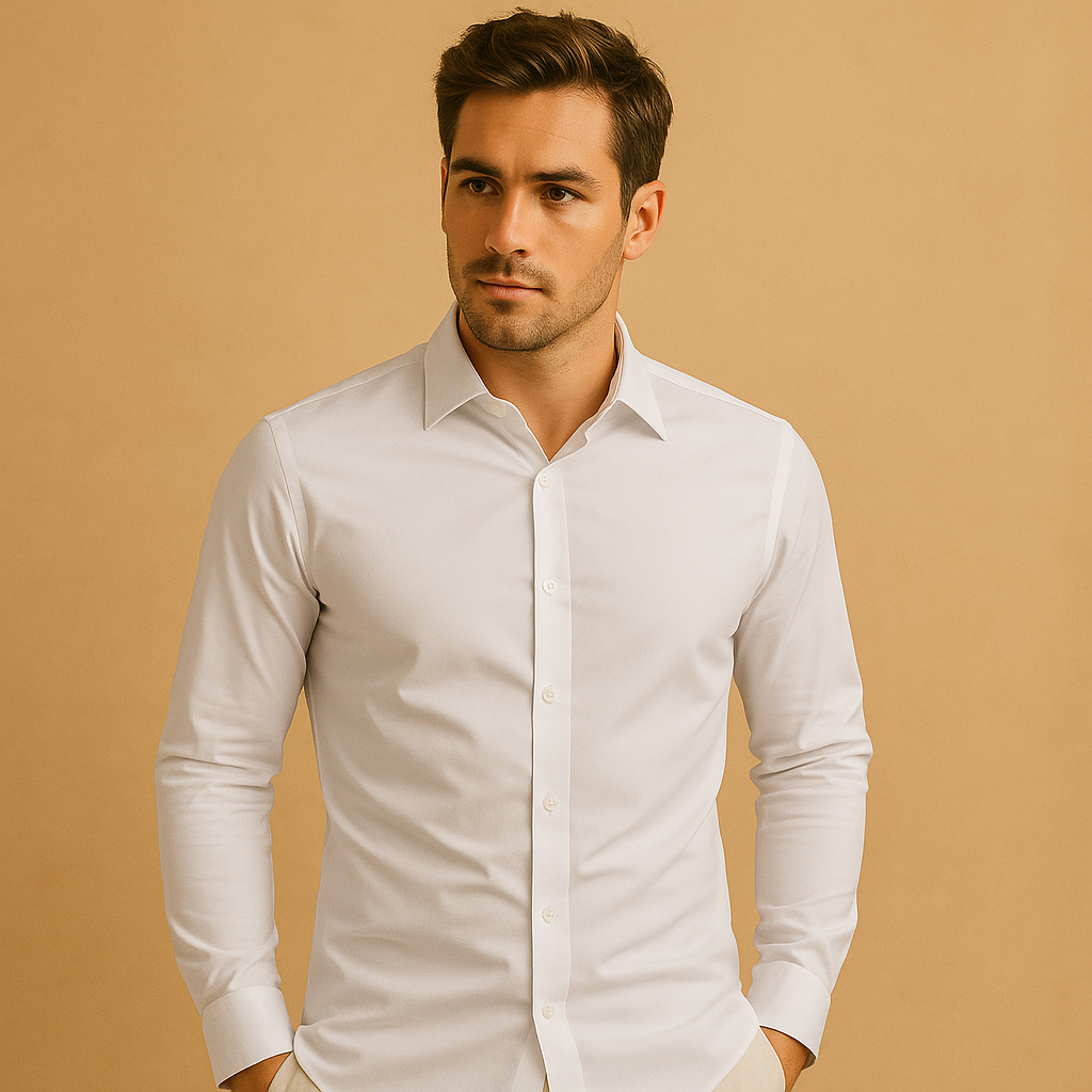 Chemise homme coupe ajustée col revers moderne