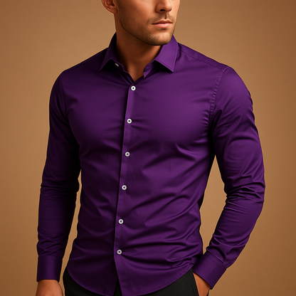 Chemise homme coupe ajustée col revers moderne
