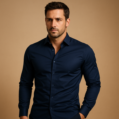 Chemise homme coupe ajustée col revers moderne