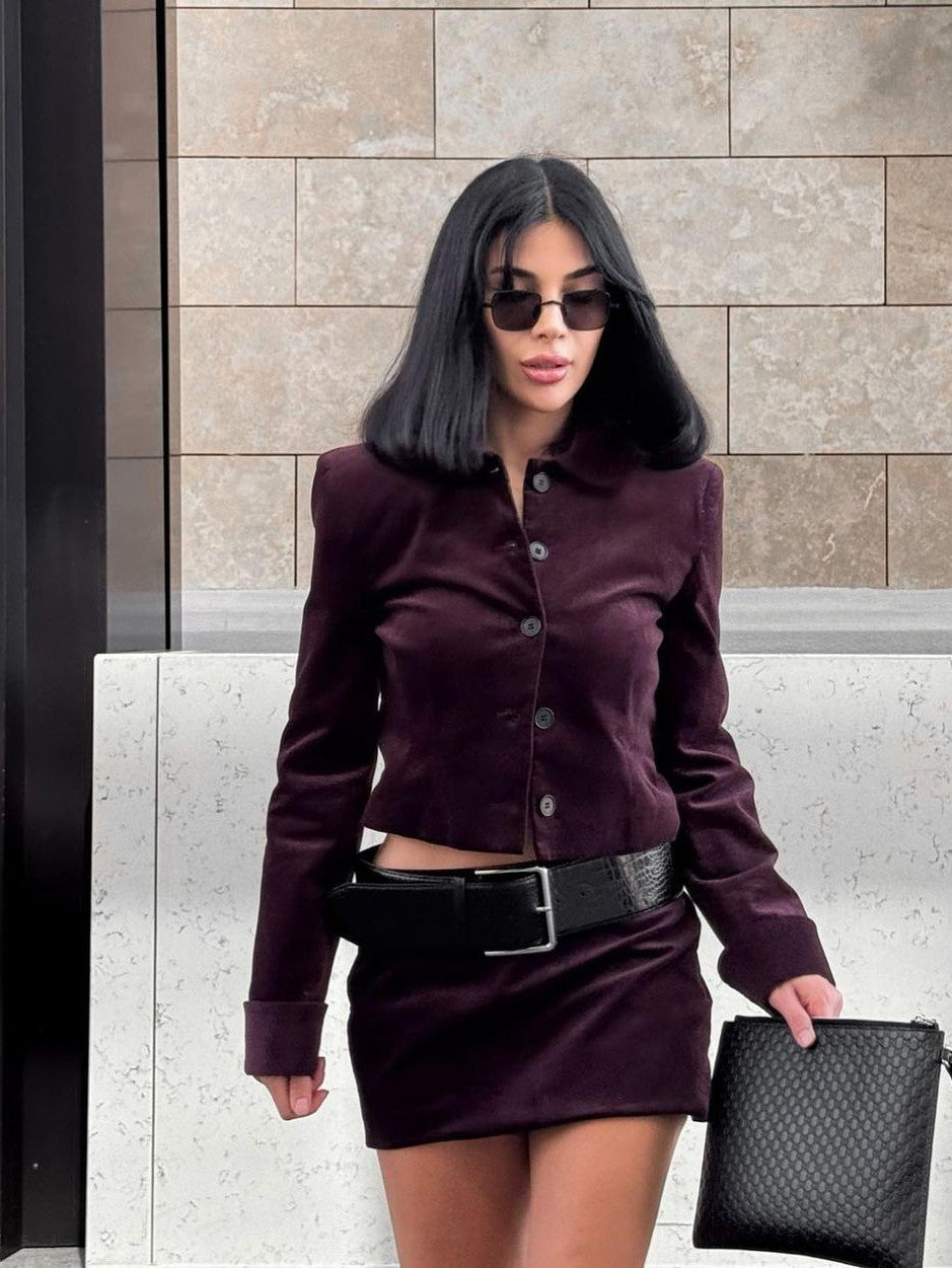Vêtements élégants pour femmes | Ensemble veste et jupe avec ceinture