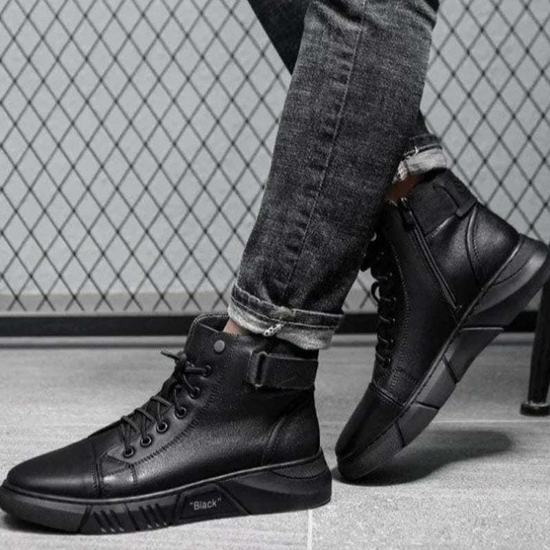 Baskets montantes homme noires à fermeture éclair
