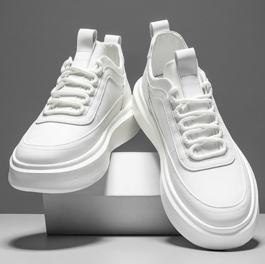 Weisse Herren Sneaker Schnürschuhe Outdoor - IdealeKleiden