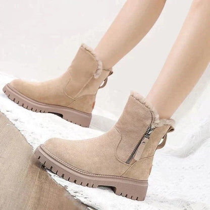 Bottes doublées chaudes à fermeture éclair pour femme