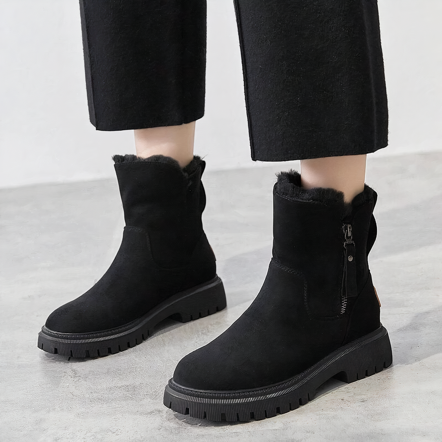 Bottes d'hiver montantes fourrées chaudes