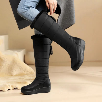 Bottes d'hiver pour femmes, hauteur genou, doublure chaude en fourrure