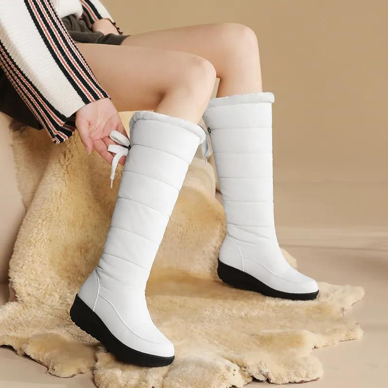 Damen Winterstiefel Knielang Warm Fellinnenfutter - IdealeKleiden