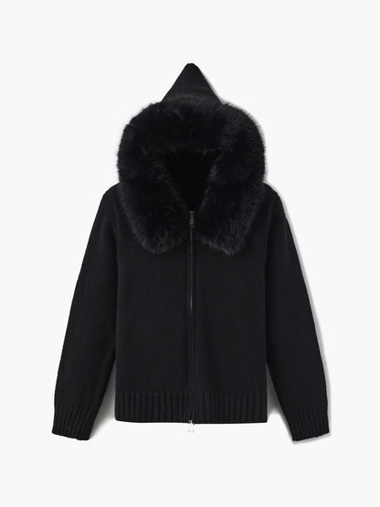 Veste à capuche grise fausse fourrure chaude d'hiver