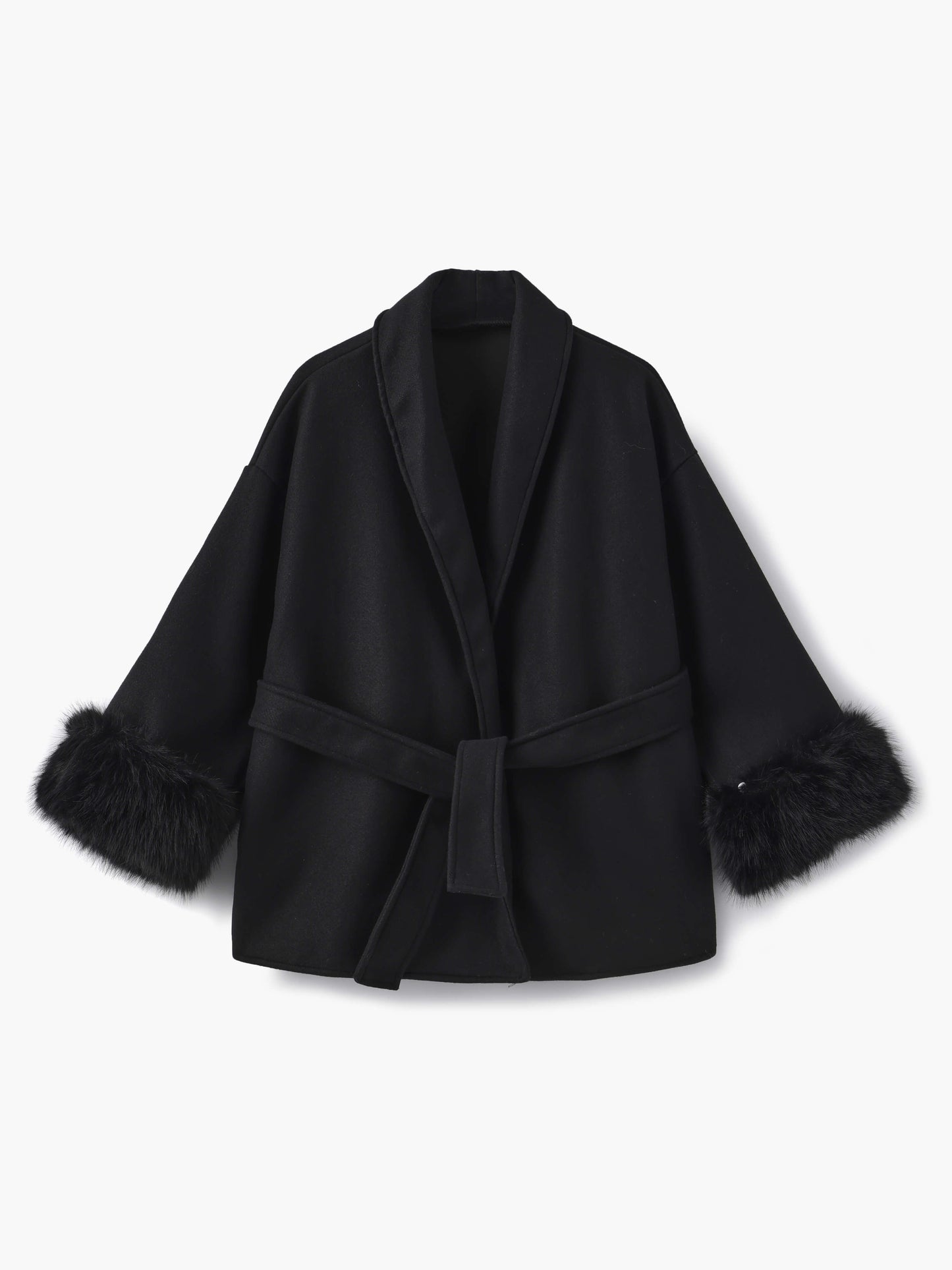 Manteau court d'hiver élégant avec fausse fourrure
