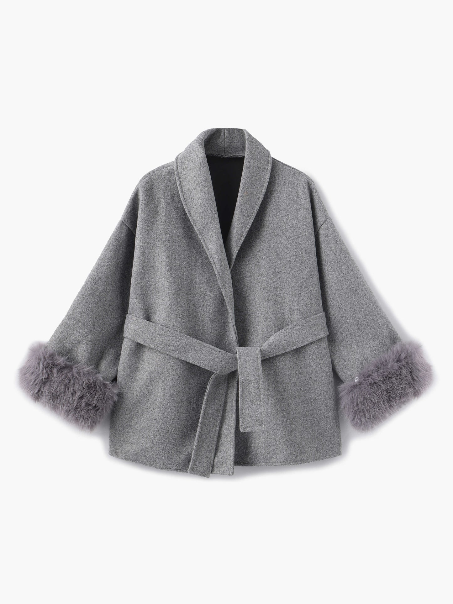Manteau court d'hiver élégant avec fausse fourrure